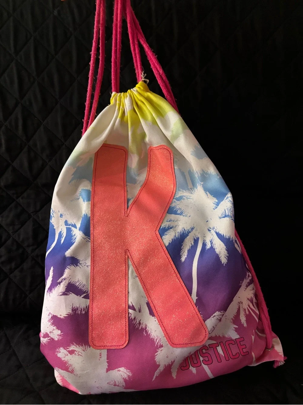Justice Initial “K” Beach Towel with Tote